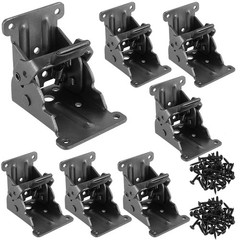 8 Pack 0-90 Degree Black Foldable Support Bracket, Heavy Duty Self Locking Hinge