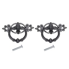 2 Sets Vintage Ring Drawer Pulls for Dresser Drawer Black(1.6″ Long)