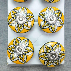 12 Hand Painted Ceramic Drawer Knobs 2” wide Clean New & Unused in the Open Box