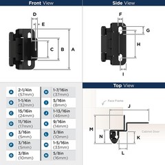 Amerock BPR7565FB Cabinet Hinge 3/8 in (10 mm) Inset Self Closing Partial Wrap
