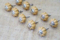 10 Yellow Ceramic Drawer Door Knob Pulls Handle Cabinet Knobs Dresser Hardware