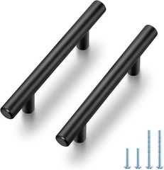 15 Pack | 5 Inch Cabinet Pulls Matte Black Stainless Steel Kitchen Drawer Handle