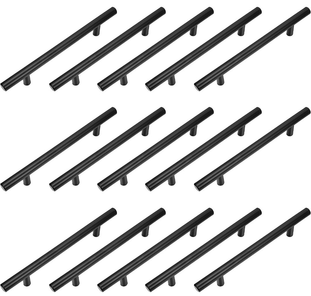 15 Pack 5″ Hole Centers Stainless Steel Black Cabinet Handles Drawer Pulls