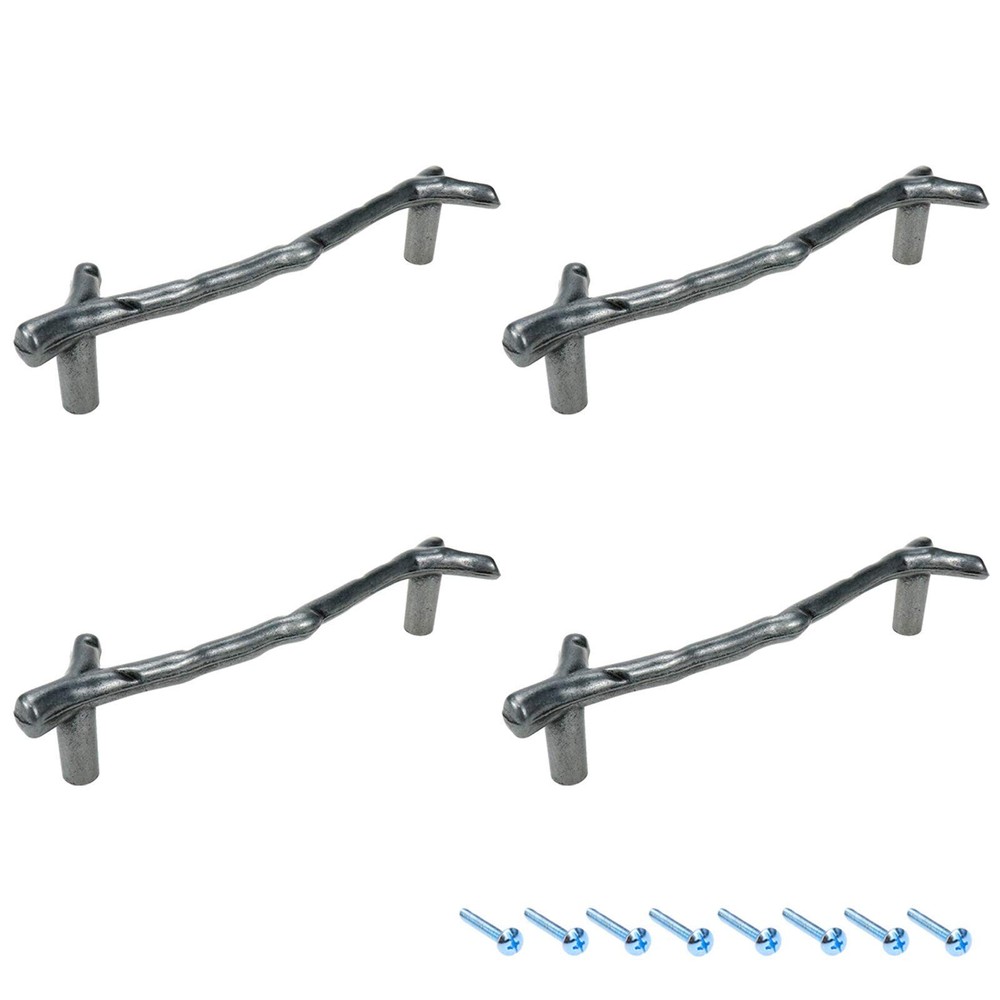 4PCS Twig Branch Handles 3.8-inch Hole Distance Decorative Silver Cabinet Pul…