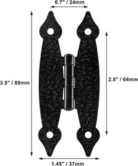 4 Pack 3.5 Inch Black Antique H Hinge Cold Rolled Steel Cabinet Hinge Flat Fl…