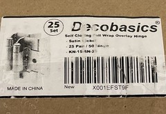 DecoBasics 1/2 Overlay Cabinet Hinges Wrap Self Close Satin Nickel 25 Pairs