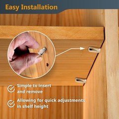 POWERTEC QP1106 1/4 Inch Shelf Pegs 100 pcs, Spoon Shaped Shelf Pins Support Peg