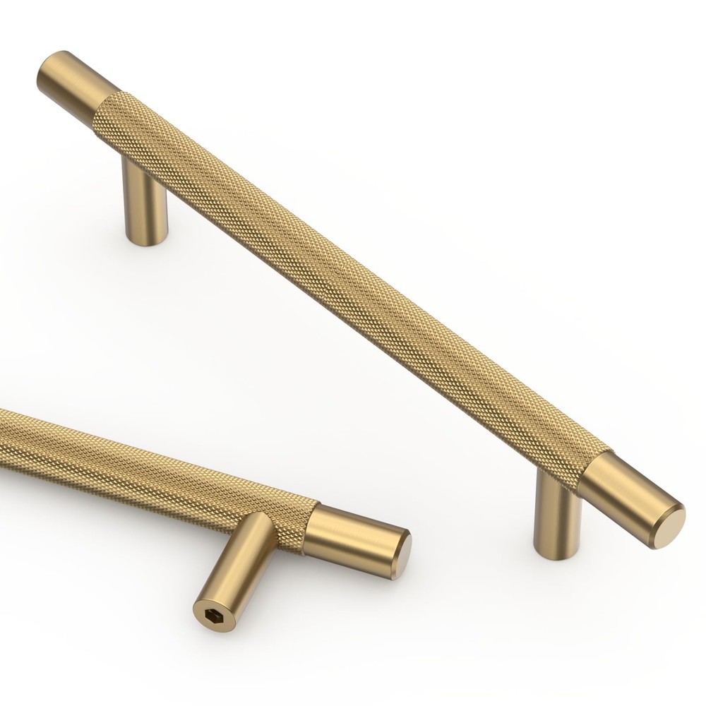 10 Pack 5 Inch(128mm) Champagne Bronze Knurled Kitchen Cabinet Handles, Cabin…