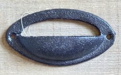 Black Cast Iron Oval Bin Cup Drawer Pull 4-1/8” Lot Of 4 Farmhouse Rustic NWOT