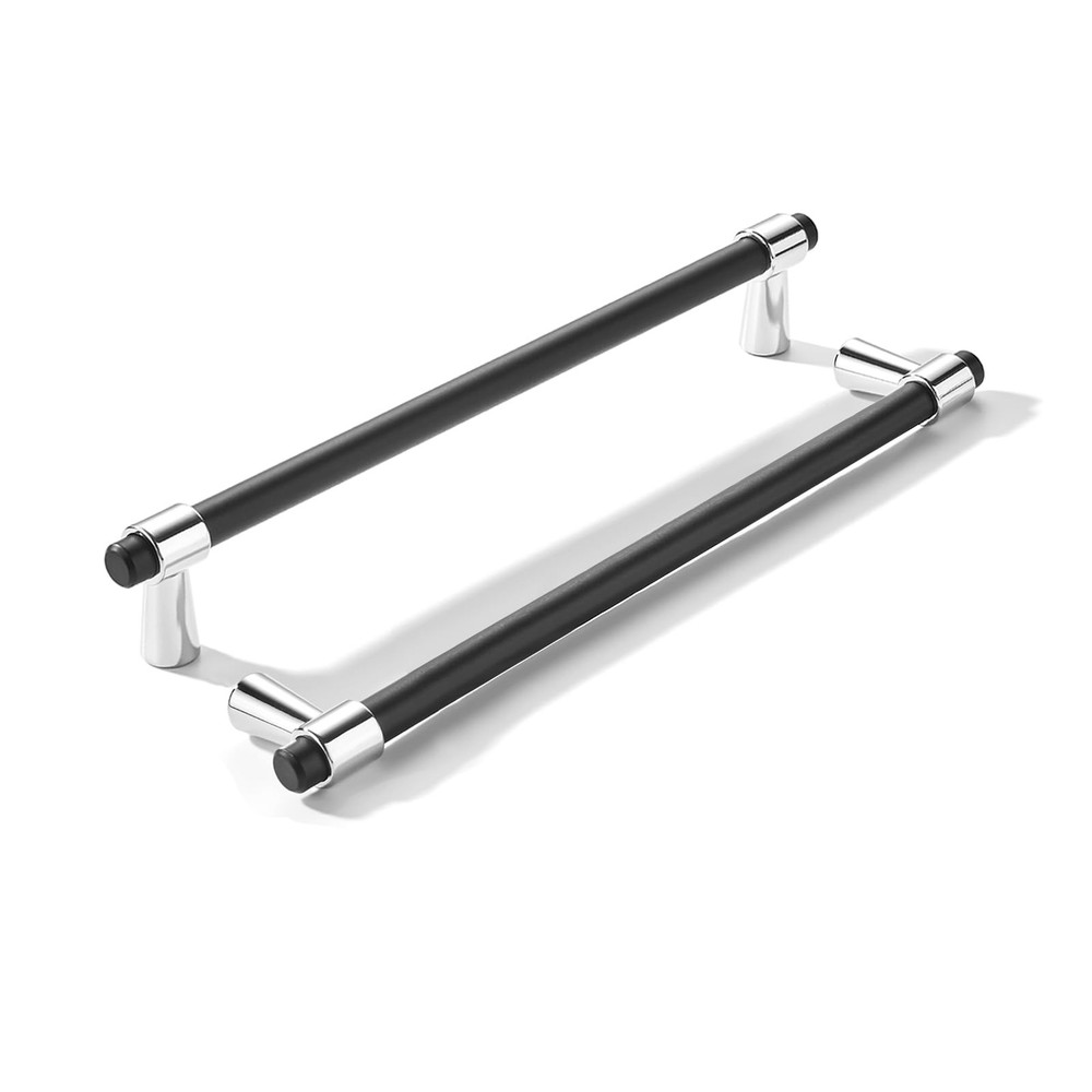 khtumeware 12 inch 5 Pack Matte Black/Polished Chrome Cabinet pulls Alloy, Ki…