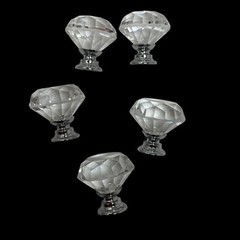 5 Crystal Diamond Drawer Knobs Door Pulls Retro Screws Furniture Flips Glam