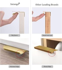 30 packs Brushed Brass Edge Finger Tab Pull for Cabinets Kitchen Concealed Drawe