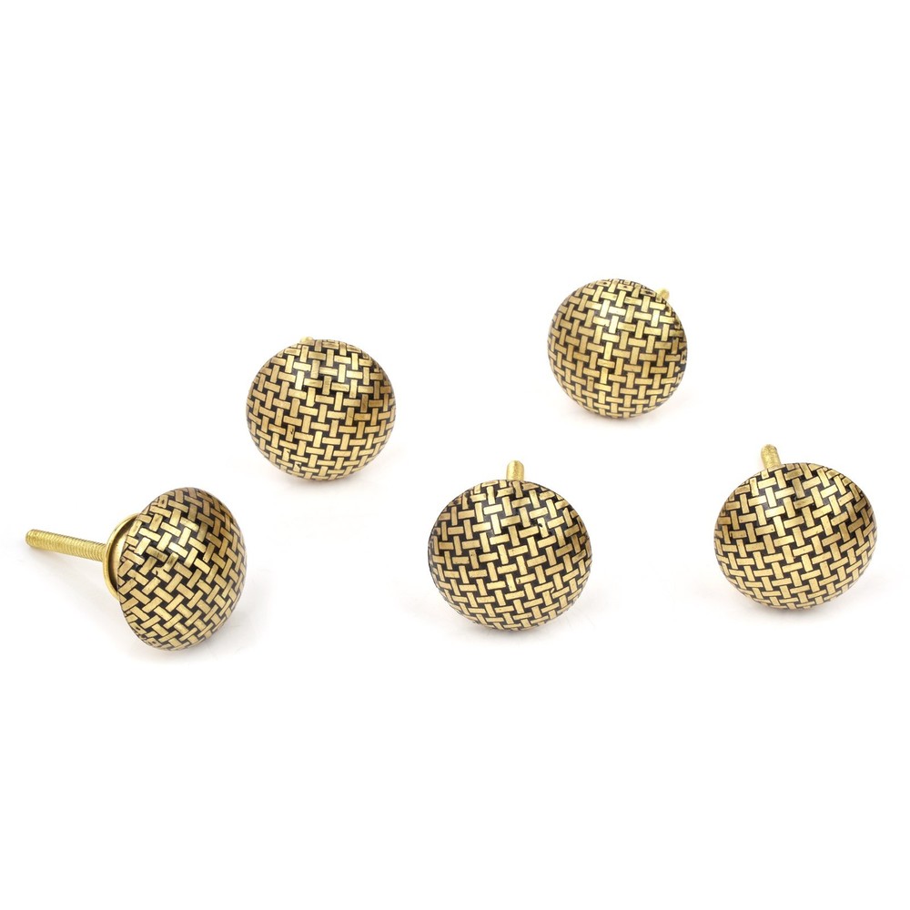 Vintage Brass Mughal Weavers Design Knobs for Cabinets Cupboards