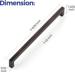 25 Pack Solid 7-1/2 Inch Oil-Rubbed Bronze Solid Kitchen Slim Square Cabinet Han