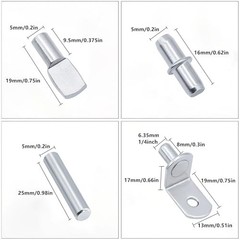 Cabinet Shelf Pins 120Pcs 4 Styles Nickel 5mm