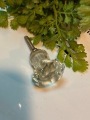 LOT 4; DRAWER CABINET KNOBS PULLS Flower Floral Clear Glass Fancy Chic Cottage