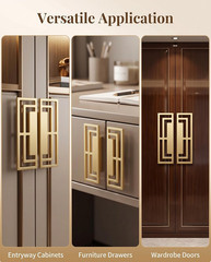 6Pcs of Gold Brushed Drawer Handles Pulls, Closet TV Cabinet, Stylish Golden Cop