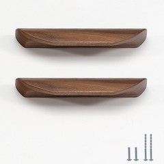 2 PCS Walnut Wood Oblique Angle 4.41 Inch Antique Cabinet Door Handle