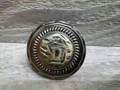 Colonial Revival Lot Of 4 Brass Round Cabinet Knobs Pulls Handle 1 5/8” VTG