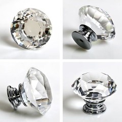 12 Pcs 30MM Crystal Clear Cabinet Knobs Silver Diamond Knobs for Dresser Draw…