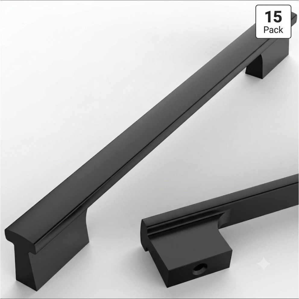 Asidrama 15 Pack Matte Black Cabinet Pulls 6.3 Inch 160mm Kitchen Drawer Handles