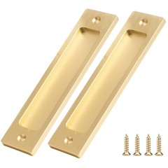 2 PCS Gold Recessed Finger Flush Pull Handles Rectangular Pocket Door Hardware