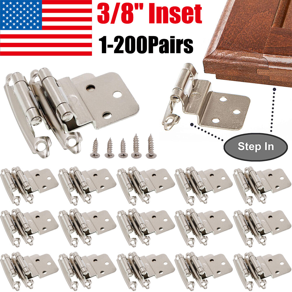 Kitchen Cabinet Hinges 3/8″ Inset Self Closing Face Mount For Cupboard Door Lot