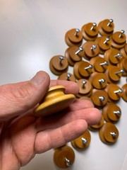 Set of 32: Wood Wooden Knobs Pulls Handles Natural Lacquered Round