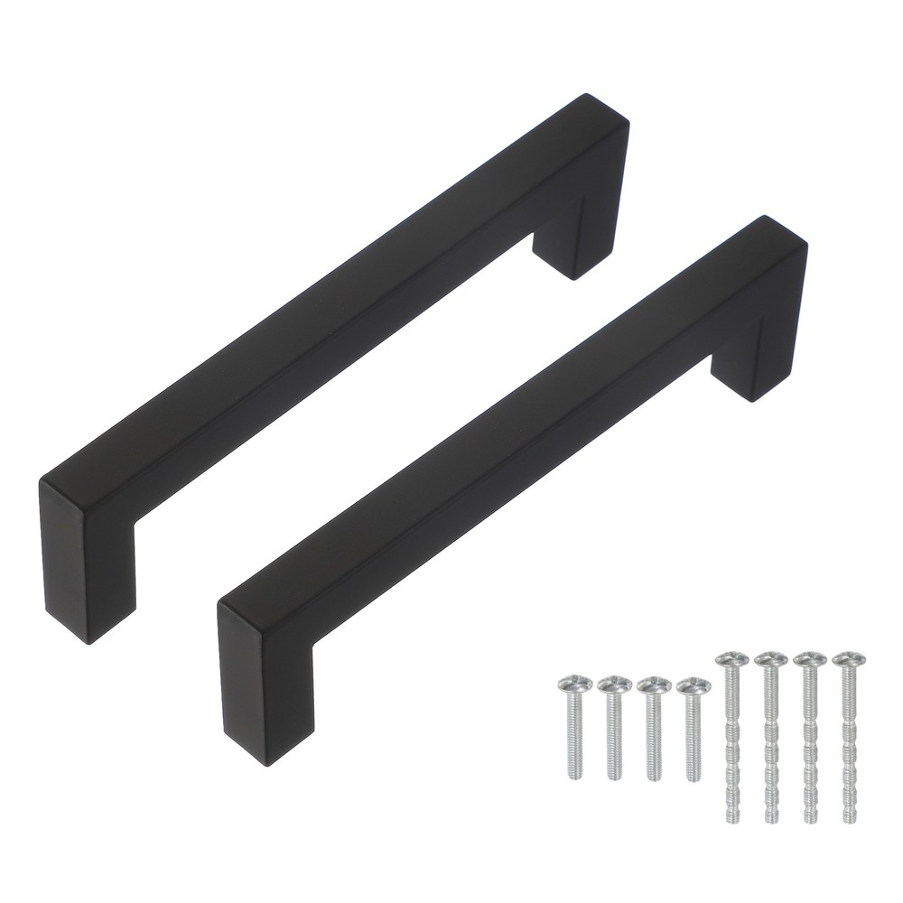 2Pcs Black Cabinet Pulls 5.5 Inch Square Kitchen Cabinet Handles