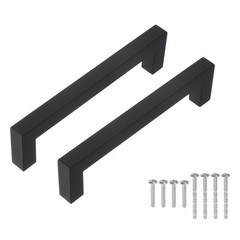 2Pcs Black Cabinet Pulls 5.5 Inch Square Kitchen Cabinet Handles