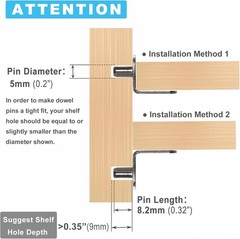 5mm Shelf Pegs L-Shaped Cabinet Support Pins Bracket Style Clips for Bookcase Ki