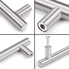 Probrico 5 Pack 3-3/4 Inch Cabinet Handles hole center 3-3/4″, Brushed Nickel