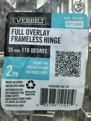 Everbilt Full Overlay Frameless Soft Close Hinges 35mm 110° 2-Pack H32636E