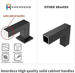Amerdeco 8 Pack Matte Black Cabinet Pulls 5 Inch Hole Centers Kitchen Drawer Pul