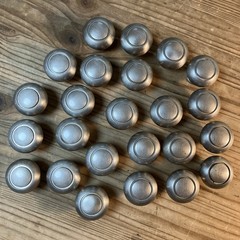 Lot Of 24 1.25 In Brushed Nickel Round Knob Heavy No Screws Previously Used