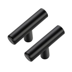 Pack 2 Inch Length Kitchen Cabinet Single Hole Center 5 Matte Black T-Shaped