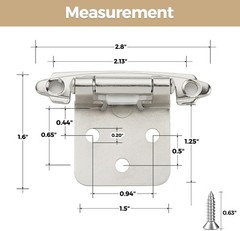 50 Pack 25 Pair 1/2 Overlay Cabinet Hinges, Brushed Nickel, Self Closing