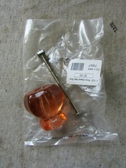 (1) 1.5″ Hexagon Hex Pink Peach Glass Cabinet Door Knobs 1 1/2″