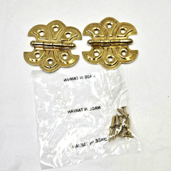 Gold Finish Metal Butterfly Hinge Set Furniture Cabinet Trunk Victorian Orient