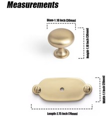 6 Pack Champagne Bronze Zinc Alloy Cabinet Knobs with Backplate – Single Hole