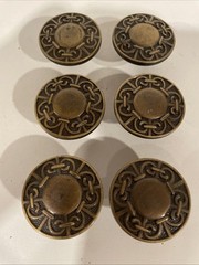 6 Amerock Renaissance Vintage English 1 3/8″ Round Cabinet Knob Pulls