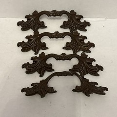 Vintage Drawer Door Pulls Set of 5 Ornate Metal Finger Loop 6.5″ Canada Made