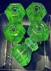 Vintage green vaseline glass drawer pulls cabinet knobs hexagon UV glow 29 NEW