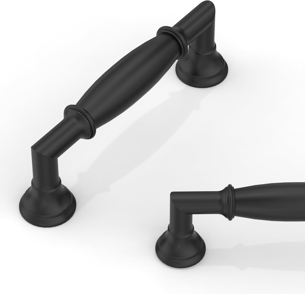 10 Pack Matte Black Cabinet Pulls 3 Inch(76mm) Kitchen Cabinet Handles Cabinet H