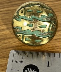 Western Cabinet Knob Drawer Pull Dresser Handle Fish USA Southwest Brass Green