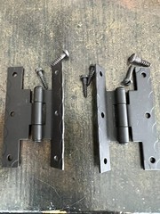 21 PAIR Matte Black Metal Hinges 3”L x 1 7/8”W OFF SET w/Screws Cabinet/Door NOS