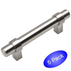 *5 Pack* Satin Nickel Euro Style Cabinet Bar Pulls #161-3SN