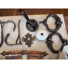 Lot of 28 Vintage Cabinet Drawer Wall Hardware – Hinges Pulls Knobs Hooks