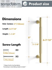 10 Pack 5 Inch128mm Brushed Gold Cabinet Handles Knurled Solid Drawer Pulls