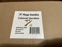 Mega Handles 5in Bar Pull Cabinet Handles Satin Brass Stainless Steel 35 Pack